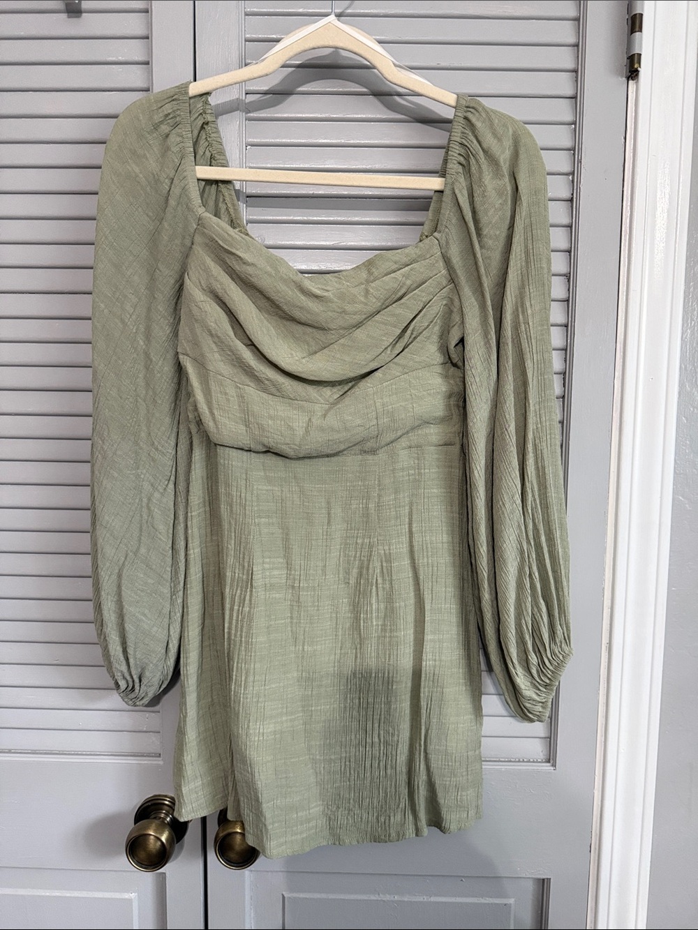 Princess Polly Sage Green Long Sleeve Mini Dress